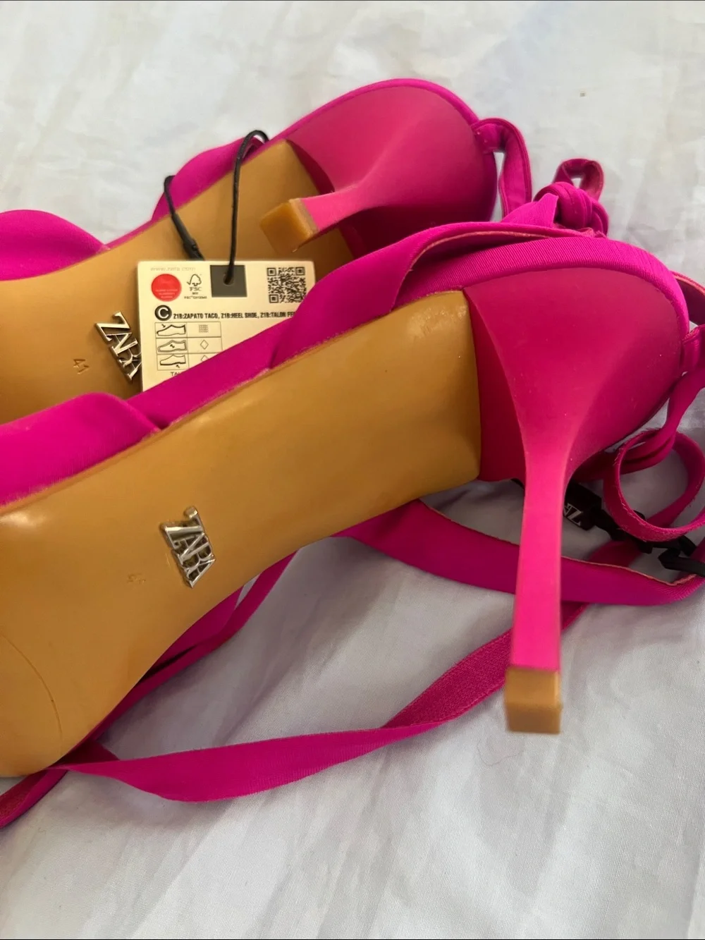 LIMITED ADDITION Zara Bright Fuchsia Pointed-Toe Ankle Tie Heels